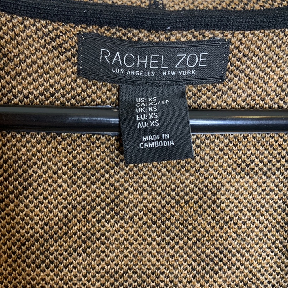 Rachel Zoe | Animal Print Knit Pocket Long Sleeve Hoodie Cardigan Size XS Coat - Picture 8 of 10